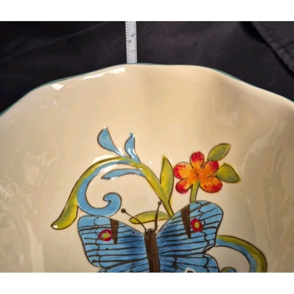 Hand Painted Butterfly Bowl Cypress Madison's Garden  By Kate McRostie Decrotive